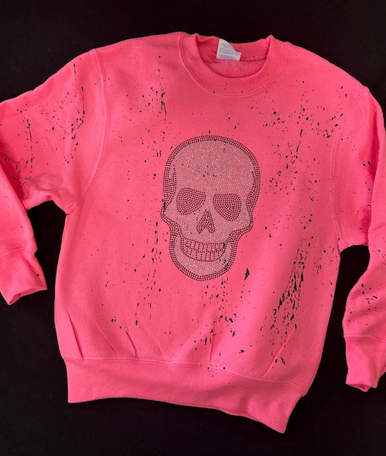 Neon Pink Studded Skull **In Stock Ready to Ship**
