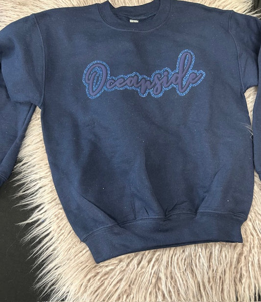 Navy Puff Glitter Oceanside Sweatshirt *In Stock*