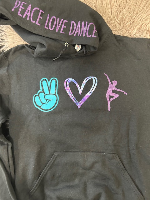 Glitter Peace Love Dance Hoodie *In Stock*