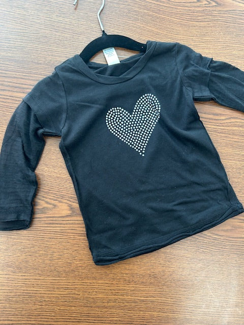 Long Sleeve Burnout Bling Heart Shirt *In Stock*