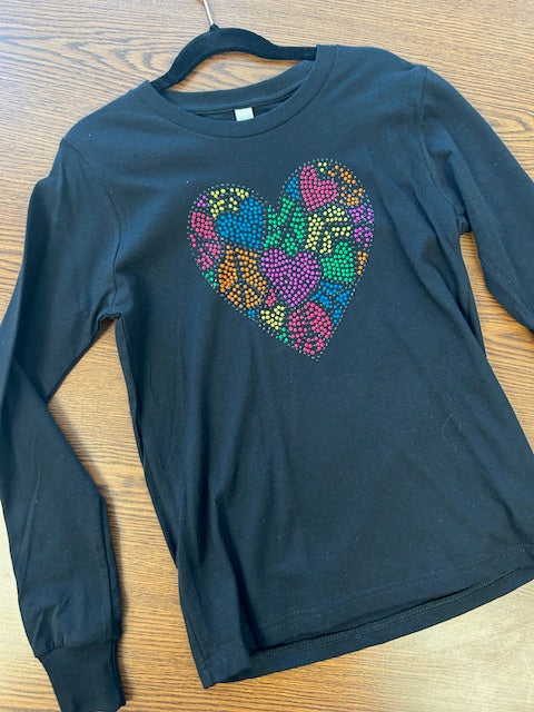 Long Sleeve Neon Rhinestud Heart * In Stock*
