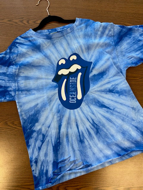 Oceanside Tie Dye Tongue Distressed Tee **In Stock Ready to Ship**