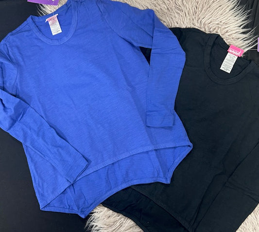 Long Sleeve Solid Hi-Low Step Hem Shirt