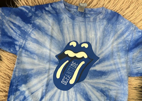 Oceanside Tie Dye Tongue Distressed Tee **In Stock Ready to Ship**