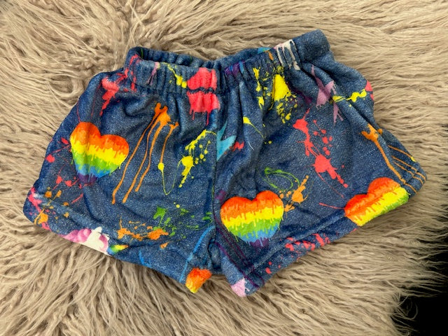 Faux Denim Fuzzy Shorts