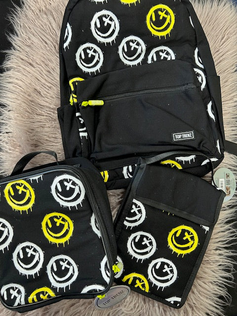 Graffiti Smiley Canvas Backpack, Lunchbox or Snack Bag