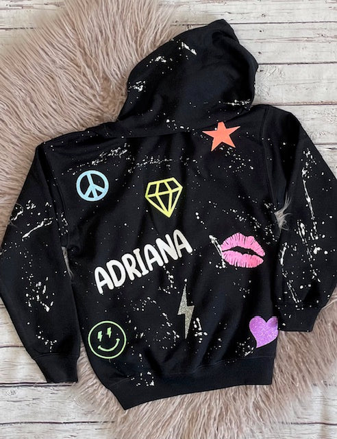 Glitter Emblem Zip Up Sweatshirt