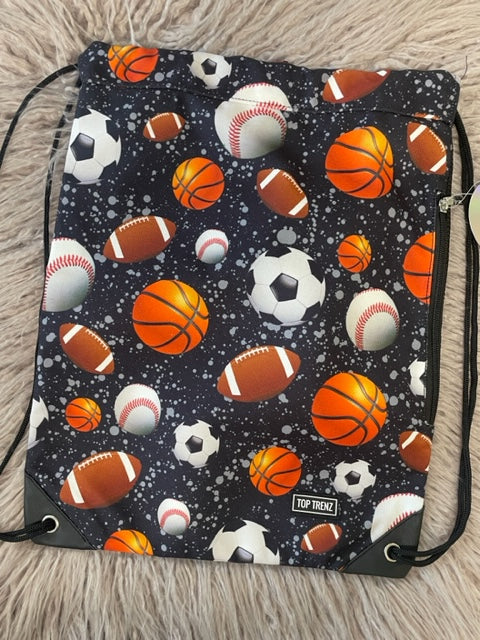 Drawstring Backpack with side zipper compartment