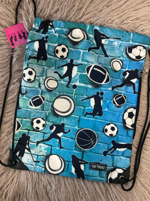 Drawstring Backpack with side zipper compartment