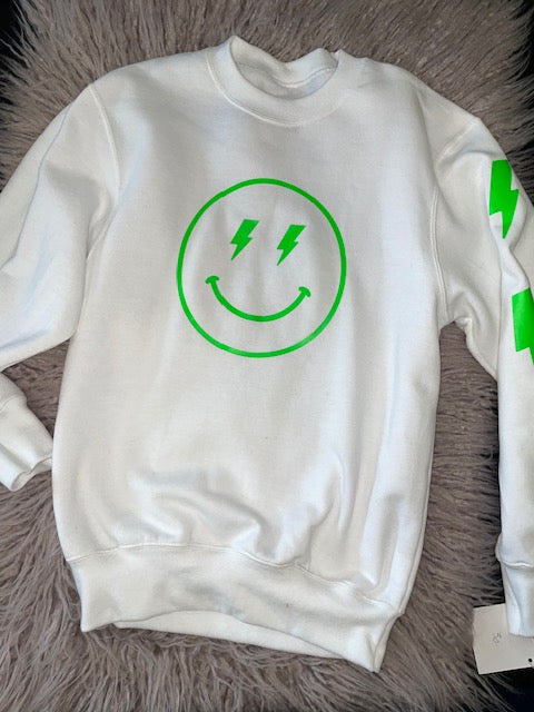 Neon Smiley Crewneck Sweatshirt *In Stock Ready to Ship*