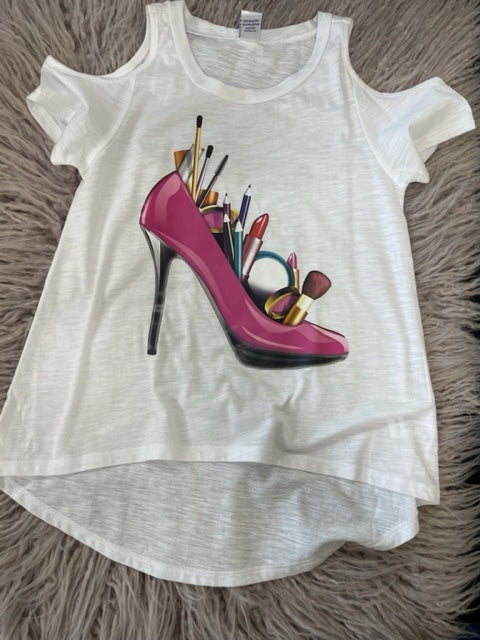 Short Sleeve Cold Shoulder Makeup *In Stock Ready to Ship*