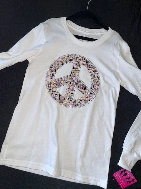 Long Sleeve Leopard Peace tee *In Stock Ready to Ship*