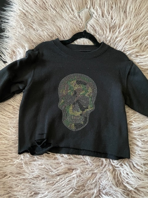 Studded Skull Crop Sweatshirt *In Stock Ready to Ship*