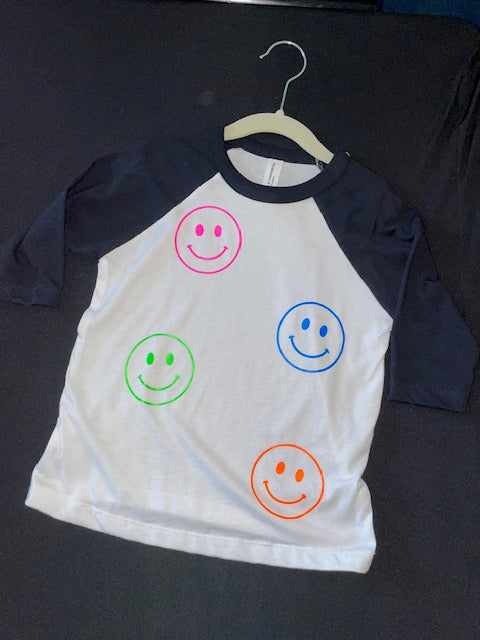 Neon Smiley Raglan *In Stock Ready to Ship*