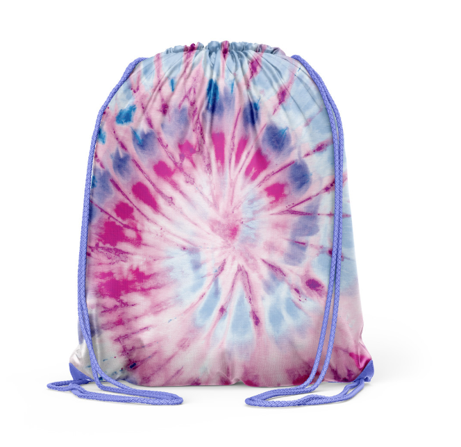 Tie Dye Drawstring Backpack with side zipper compartment