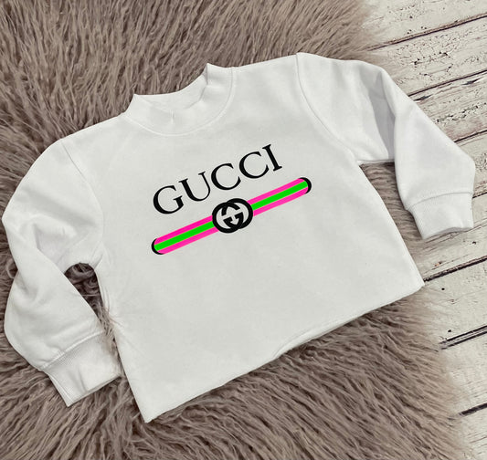 Neon GG Raw Hem Sweatshirt and Designer Sweatpants