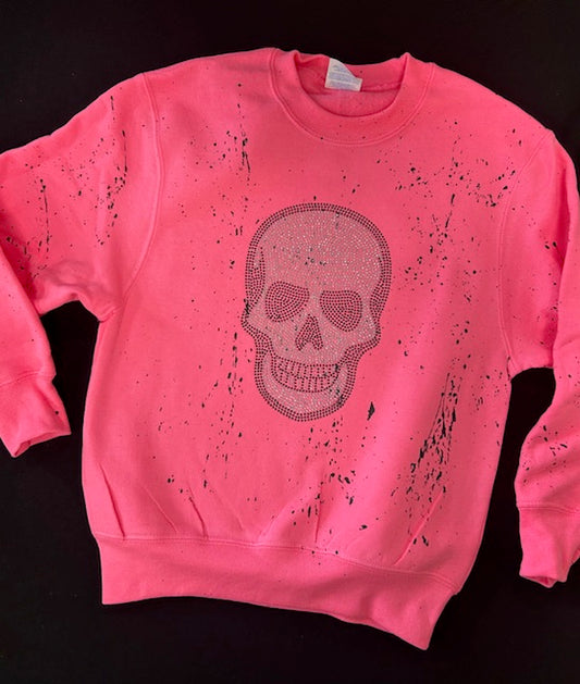 Neon Pink Studded Skull **In Stock Ready to Ship**