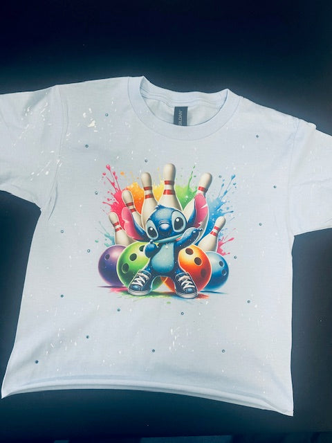 Blue Guy Character Bowling Tee