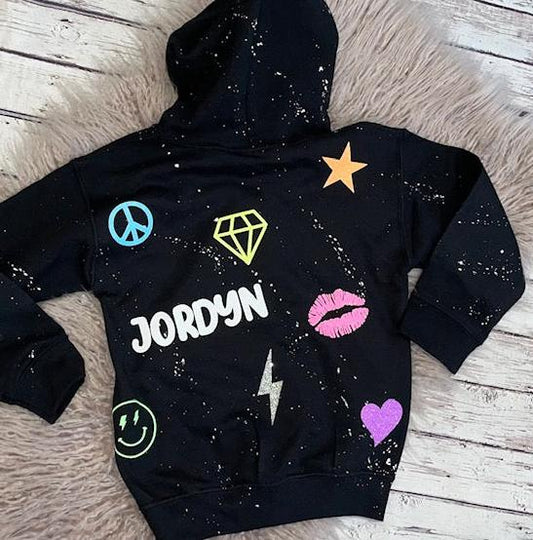 Glitter Emblem Zip Up Sweatshirt