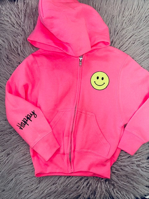 Neon Happy Smiles Zip Up