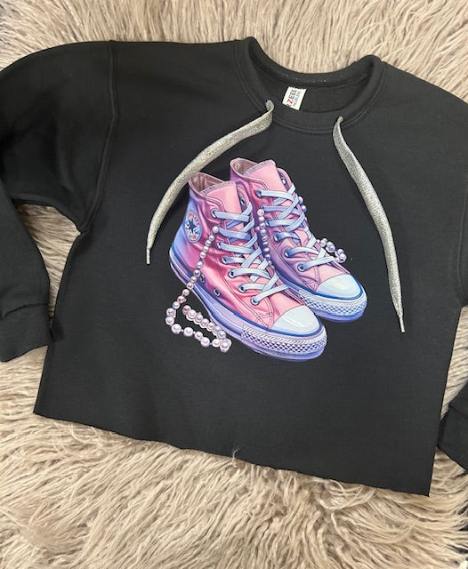 Fancy Kicks Crop Crewneck Sweatshirt