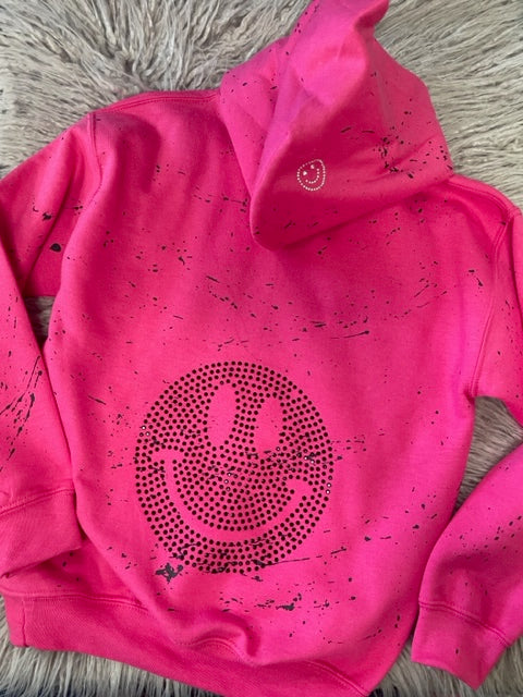 Splatter Studded Smiley Hoodie *In Stock Sizes*