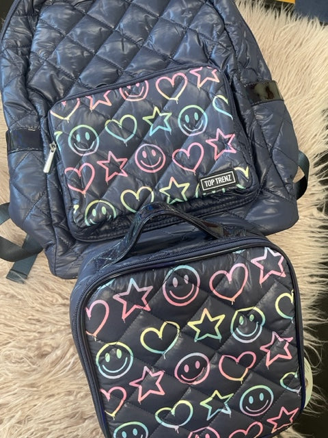 Navy Emoji Drip Backpack