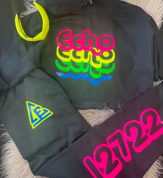 Neon Camp Step and repeat sweatsuit with Zip Code