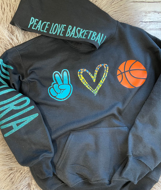 Peace Love Basketball Hoodie